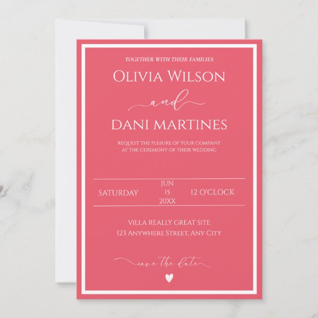 Pink & White Wedding Invitation (Front)
