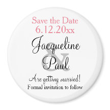 Pink White Wedding Save the Date