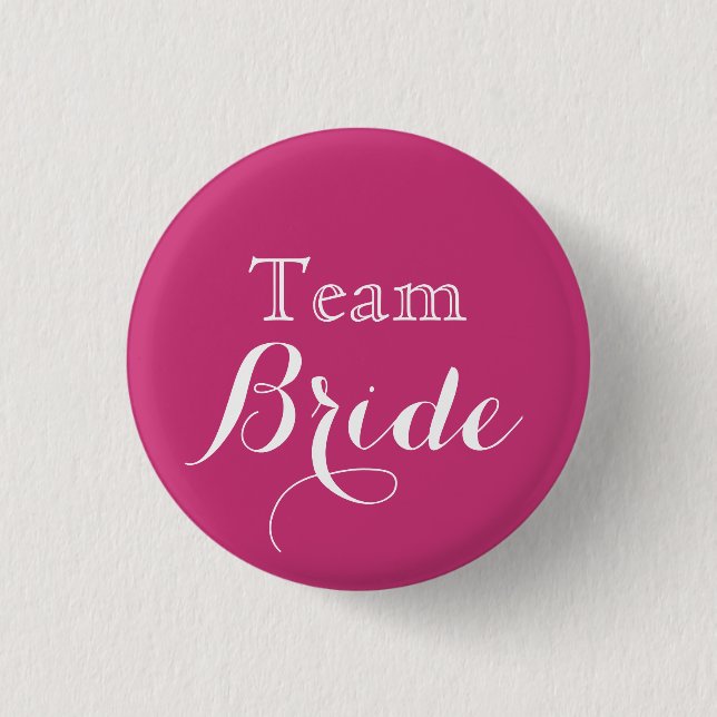 Pink White Wedding Team Bride 1 Inch Round Button (Front)