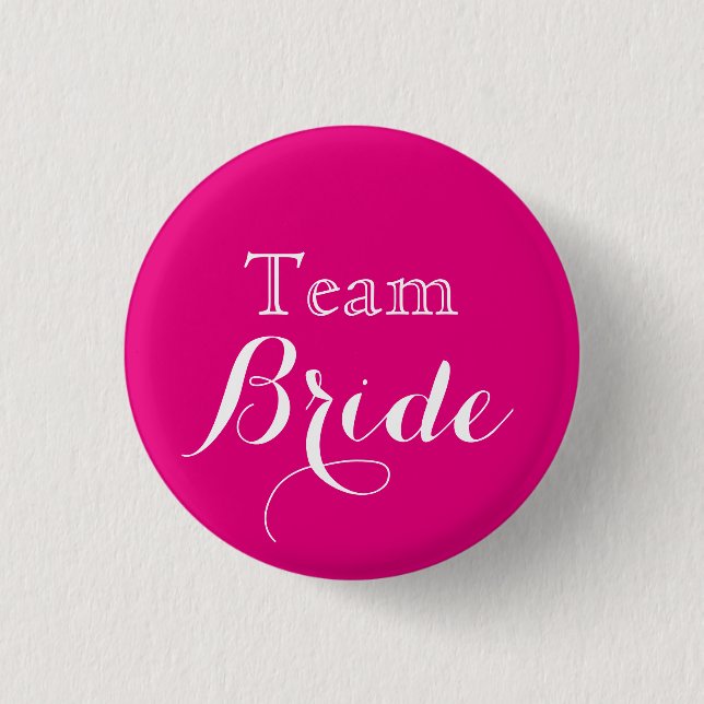 Pink White Wedding Team Bride 1 Inch Round Button (Front)