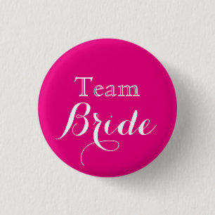Pink White Wedding Team Bride 1 Inch Round Button