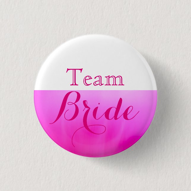 Pink & White Wedding Team Bride 1 Inch Round Button (Front)