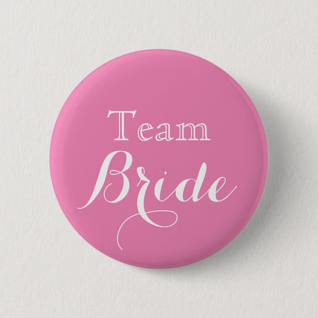 Pink White Wedding Team Bride 2 Inch Round Button (Front)