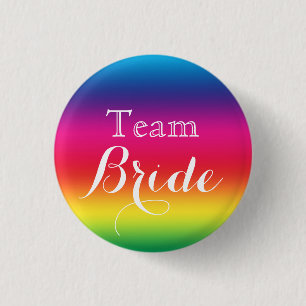 Pink White Wedding Team Bride Button
