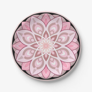 Pink, White with Black Edge Pattern Paper Plate