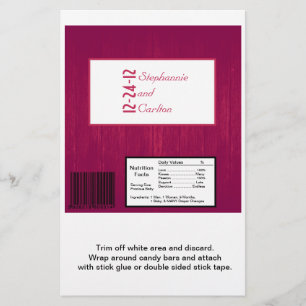 Pink/White Wood Grain Wedding Candy Wrapper