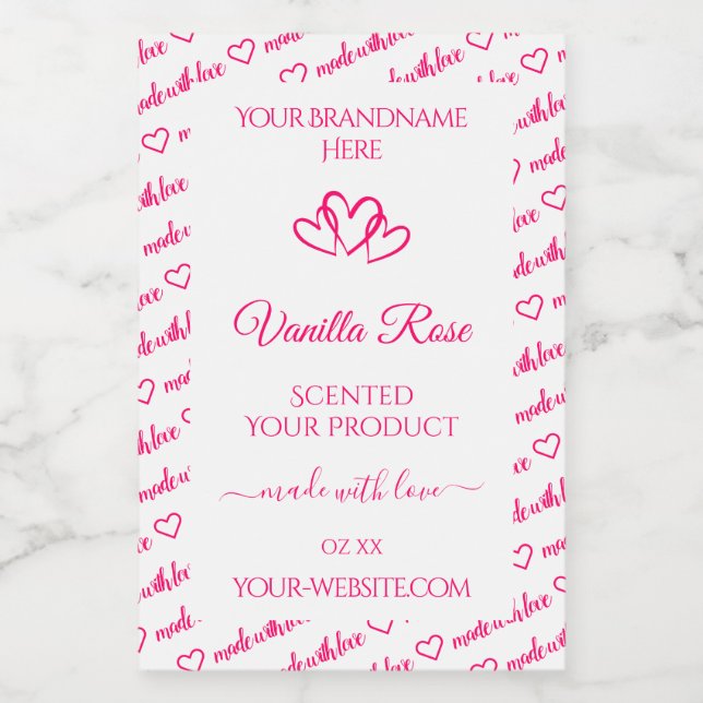 Pink White Word Cloud Frame Product Labels Hearts (Single Label)