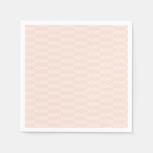 Pink & White xoxo Valentine's Party Napkin (Front)