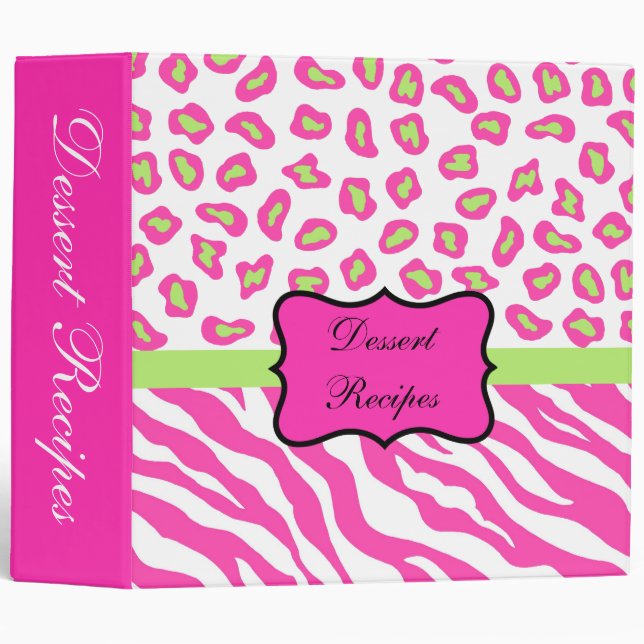 Pink & White Zebra & Cheeta Skin Album Binder (Front/Spine)