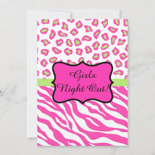 Pink White Zebra Leopard Girls Night Out Invite