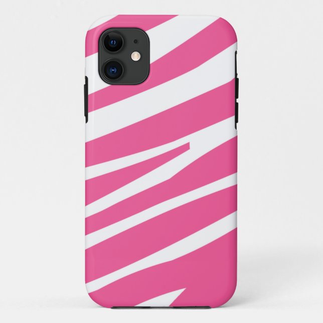 Pink white zebra stripe fun stylish iphone 5 case (Back)