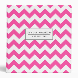 Pink White Zigzag Chevron Pattern Girly Binder