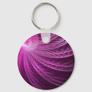 Pink Whorl Abstract Fractal Keychain