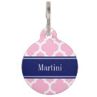 Pink Wht Moroccan #5 Navy Blue 5c Name Monogram