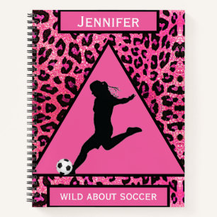 Pink "Wild About Soccer" Spiral Notebook