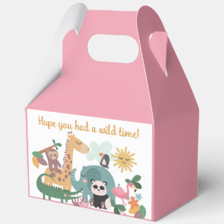 Pink Wild Animal Birthday Favor Box