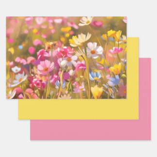 Pink Wild Flowers Field 2025 Wrapping Paper Sheet