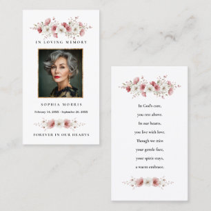 Pink Wild Flowers Funeral Prayer Card
