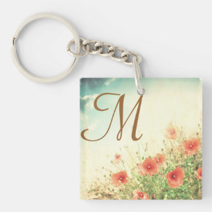 Pink Wild Flowers in Field Key Chain