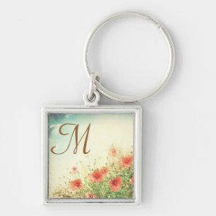 Pink Wild Flowers in Field Key Chain