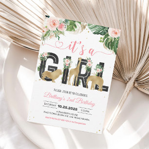 Pink Wild One Girl Baby Shower Invitation