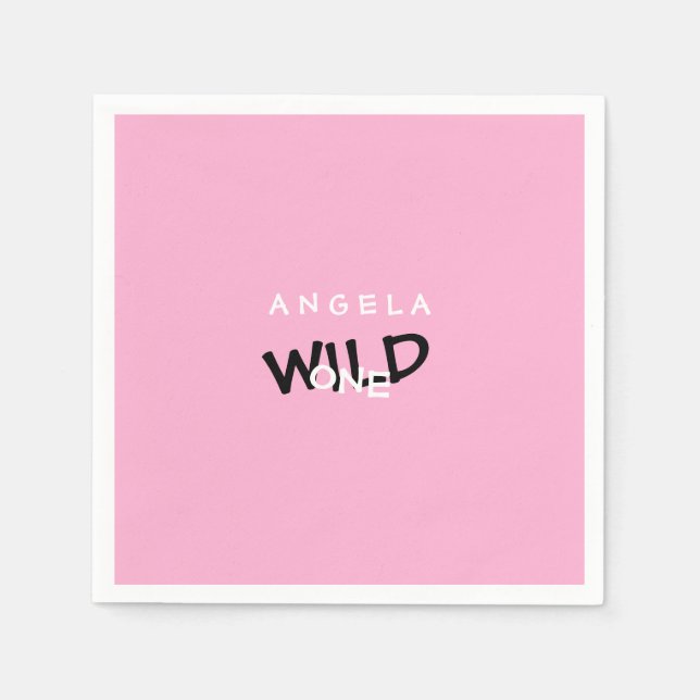 Pink Wild One Personalized 1st Birthday  Napkin (Front)