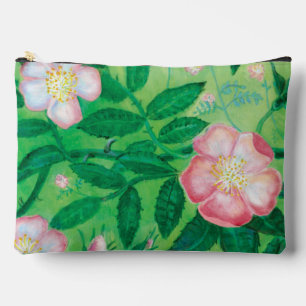 Pink Wild Rose Blooming Accessory Pouch