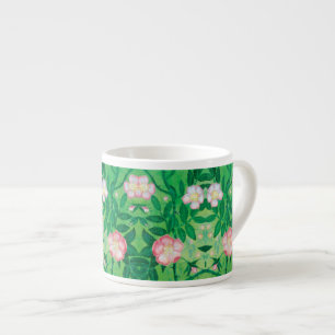 Pink Wild Rose blooming in a Secret Garden Espresso Cup