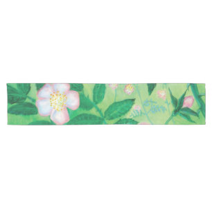 Pink Wild Rose Blooming   Short Table Runner