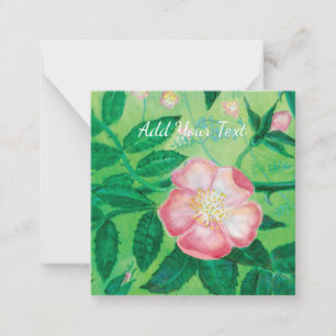 Pink Wild Rose blossom secret garden customizable  Card