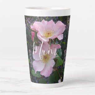 Pink Wild Rose Flower floral Photo Mum Mothers Day Latte Mug