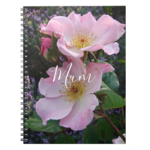 Pink Wild Rose Flower floral Photo Mum Mothers Day Notebook