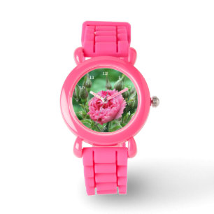 pink wild rose flower floral watch