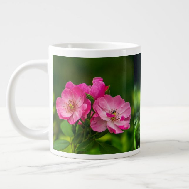Pink Wild Rose Flowers Photography Design-52654 Large Coffee Mug (Left)