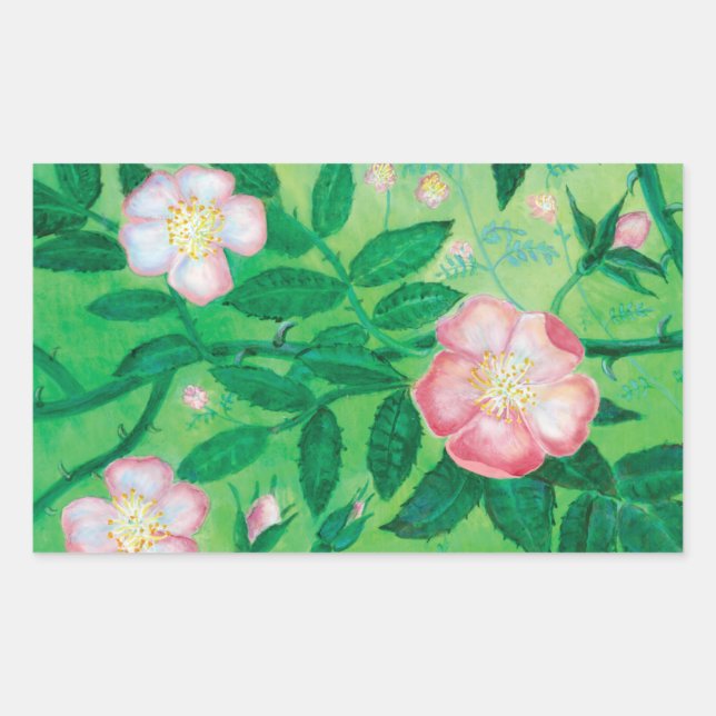 Pink Wild Rose Illustration  Sticker (Front)