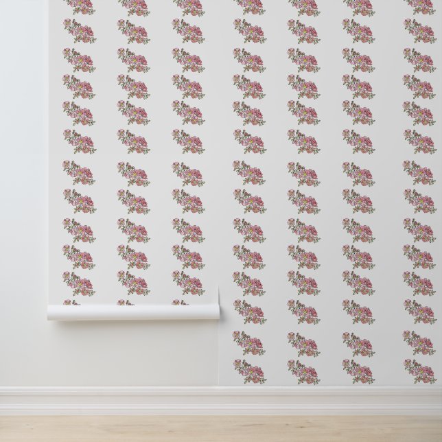 Pink Wild Roses - Peel & Stick Wallpaper (Application)