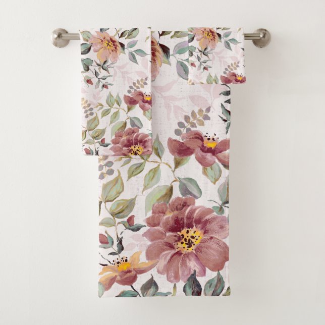 Pink Wild Roses Towels (Insitu)