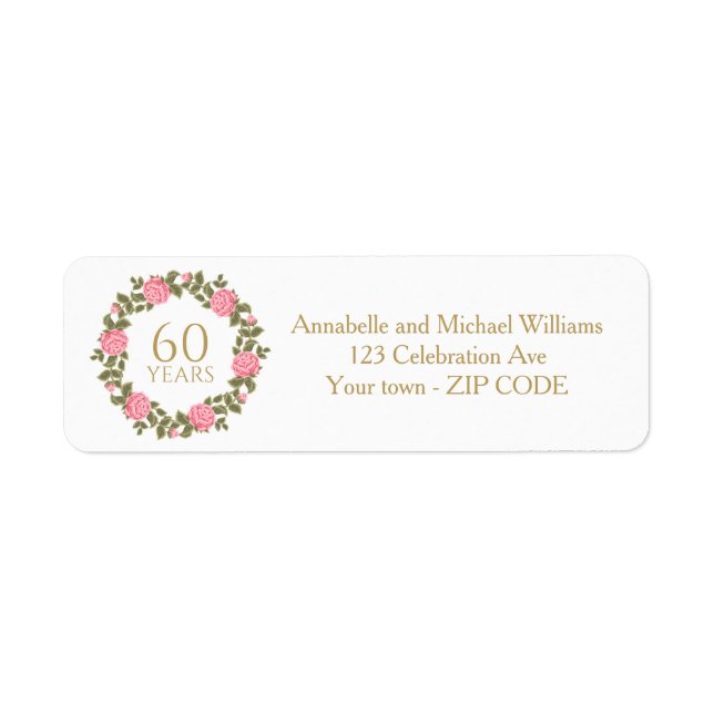 PINK WILD ROSES WREATH 60e adresse Mariage (Devant)