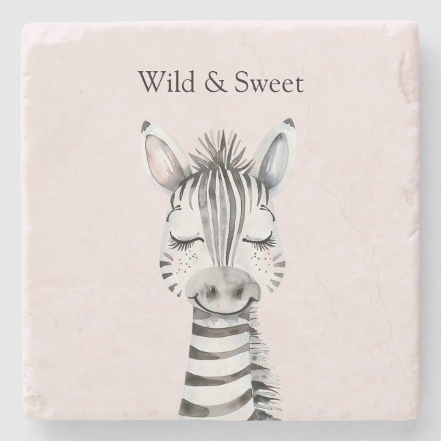 Pink Wild & Sweet Zebra Stone Coaster (Front)