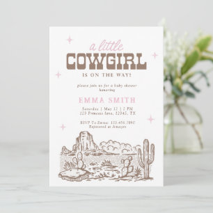 Pink Wild West Desert Baby Shower Cowboy Vintage  Invitation