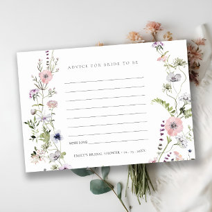 Pink Wildflower Advice For Bride Bridal Shower Enclosure Card