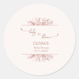 Pink Wildflower Baby in Bloom Classic Round Sticker