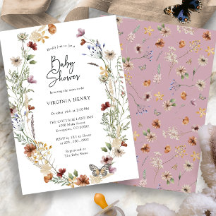 Pink Wildflower Baby Shower Invitation