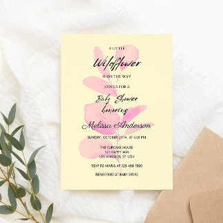Pink Wildflower Baby Shower Invitation for Girls  