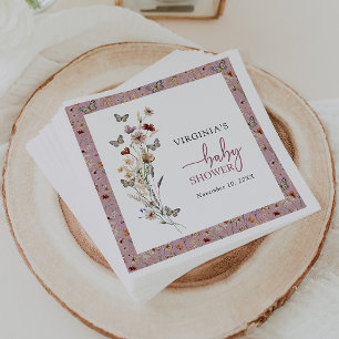 Pink Wildflower Baby Shower Napkin