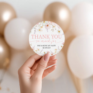 Pink Wildflower Birthday Favor Tags