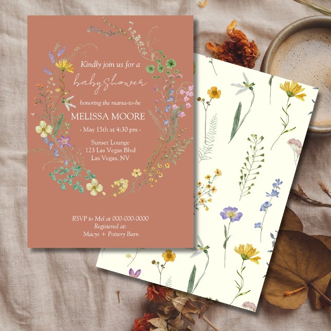 Pink Wildflower Boho Baby Shower Invitation (Creator Uploaded)