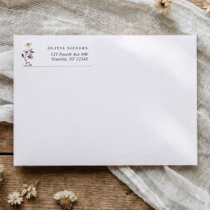 Pink Wildflower Bridal Shower Return Address