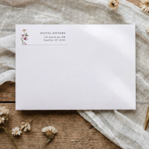 Pink Wildflower Bridal Shower Return Address