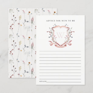 Pink Wildflower Crest Advice For Mum Baby Shower Enclosure Card
